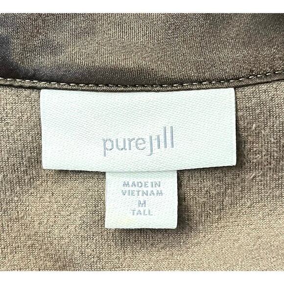 PureJill Women Velour Sweater Long Sleeve V-Neck Side Slit Pullover Brown M Tall - Picture 7 of 9